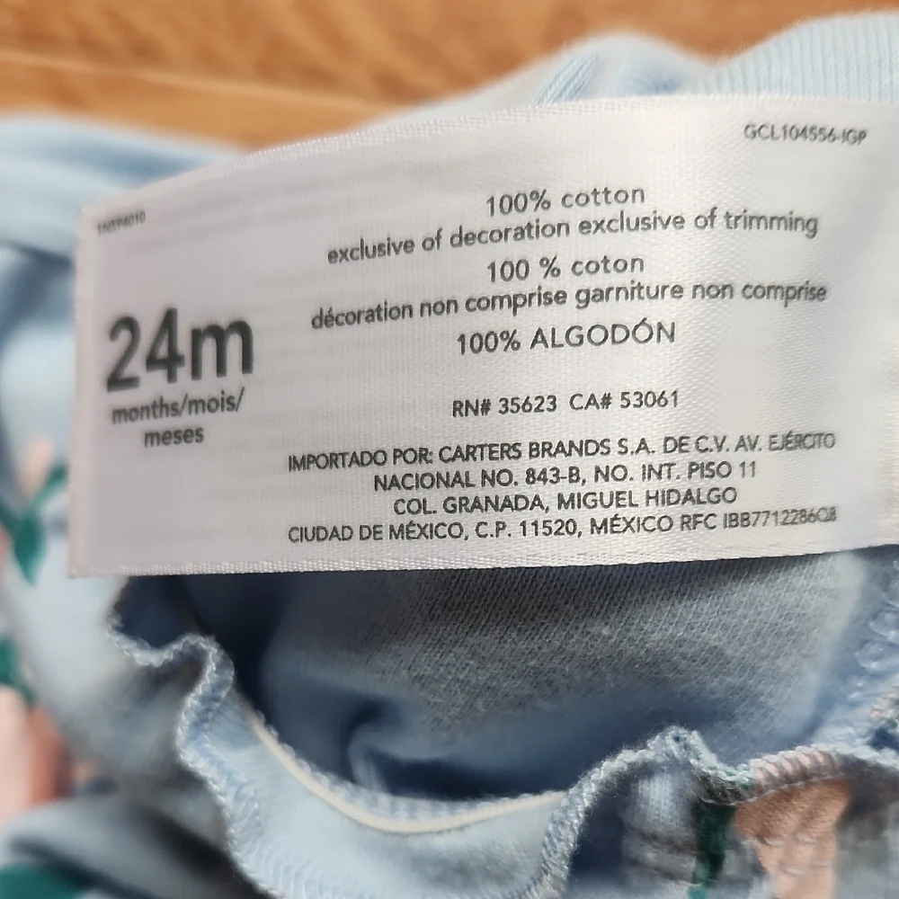 NWT Carter's Baby Blue Parrot Romper 24 Months